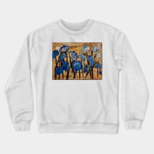 Some abstract wild blue metallic flowers Crewneck Sweatshirt